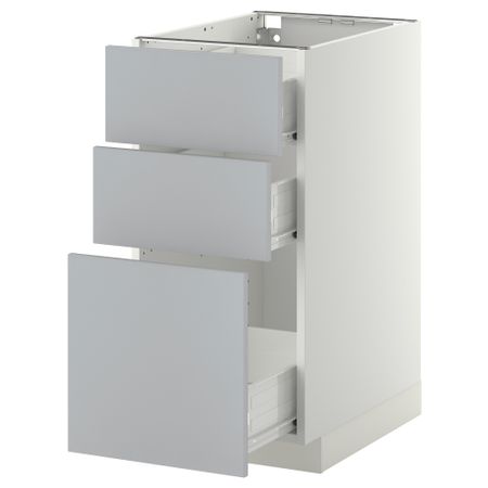 Напольный шкаф с 3 ящиками МЕТОД / ФОРВАРА, белый, Веддинге серый