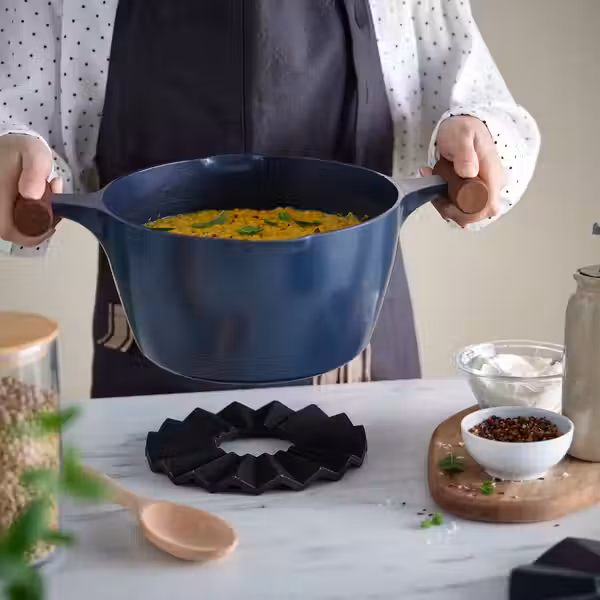 ELDSTJÄRT Подставка под горячее,2 штуки - круглой формы/чёрный черно-синий 19 см - фото 4