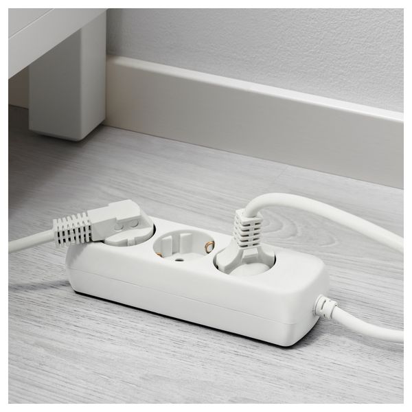 Удлинитель 3-местный КОПЛА, с заземлением белый (1.5 м) - схема-чертеж с размерами