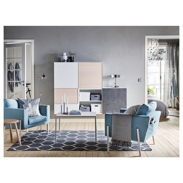 Комбинация для хранения с дверцами, ящиками БЕСТО, белый Кэлльвикен, Инвикен ясеневый шпон (180x40/42x128 см) - схема-чертеж с размерами