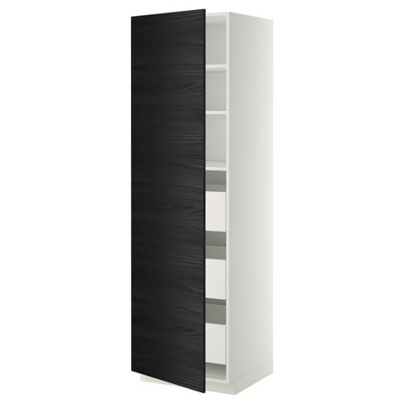 Высокий шкаф с ящиками, белый, Тингсрид черный 60x60x200 см IKEA МЕТОД / МАКСИМЕРА 793.834.92