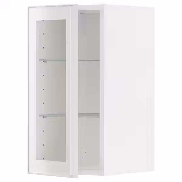 METOD Навесной шкаф/полки/стеклян дверца - белый/Hejsta белое прозрачное стекло 30x60 см - фото 1