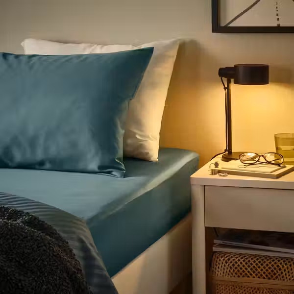 NATTJASMIN Простыня натяжная - сине-зеленый 90x200 см - схема-чертеж с размерами