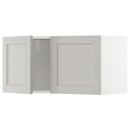 Навесной шкаф с 2 дверями, белый/Лерхюттан светло-серый 80x40 см IKEA METOD МЕТОД 092.730.72