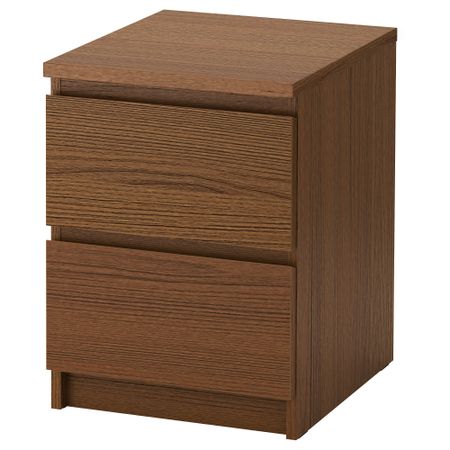 Комод с 2 ящиками МАЛЬМ, коричневая морилка ясеневый шпон (40x55 см)