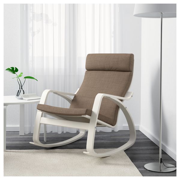Кресло-качалка ПОЭНГ, белый, Исунда коричневый - фото 2