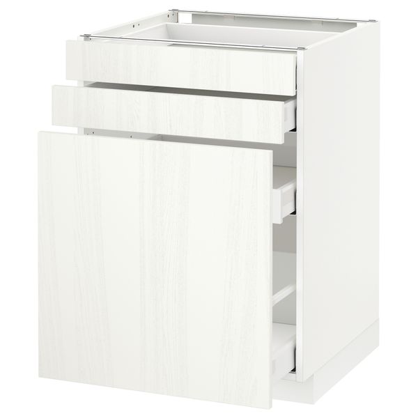 Напольный шкаф с выдвижными модулями, 2 фронтальные панели МЕТОД / МАКСИМЕРА, белый, Росдаль белый - схема-чертеж с размерами
