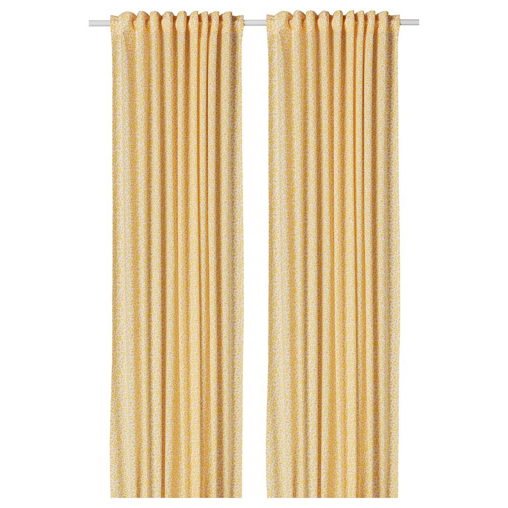 Гардины, 1 пара, белый, желтый 145x300 см IKEA ДОРТЕА 604.279.43 - фото 1