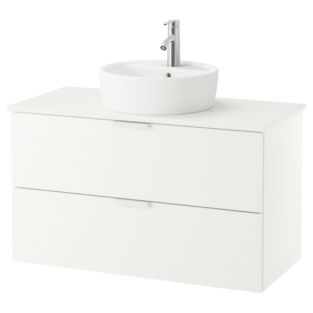 Шкаф п-раковину/столешн45/раковина ГОДМОРГОН/АЛДЕРН / ТОРНВИКЕН, белый, белый (102x49x74 см) - схема-чертеж с размерами