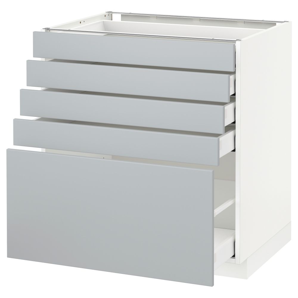 Напольный шкаф с 5 ящиками МЕТОД / МАКСИМЕРА, белый, Веддинге серый - схема-чертеж с размерами