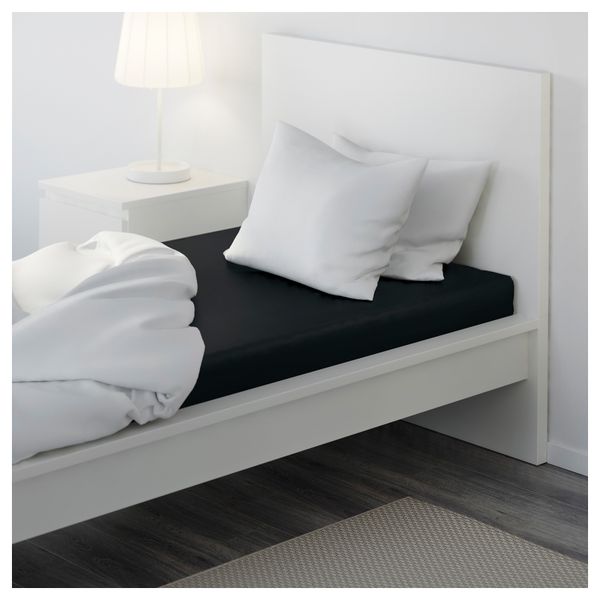 Простыня натяжная ДВАЛА, черный - схема-чертеж с размерами