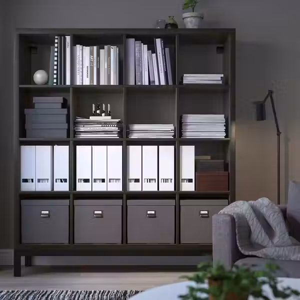 KALLAX Стеллаж с основанием - черно-коричневый/чёрный 147x164 см - фото 2