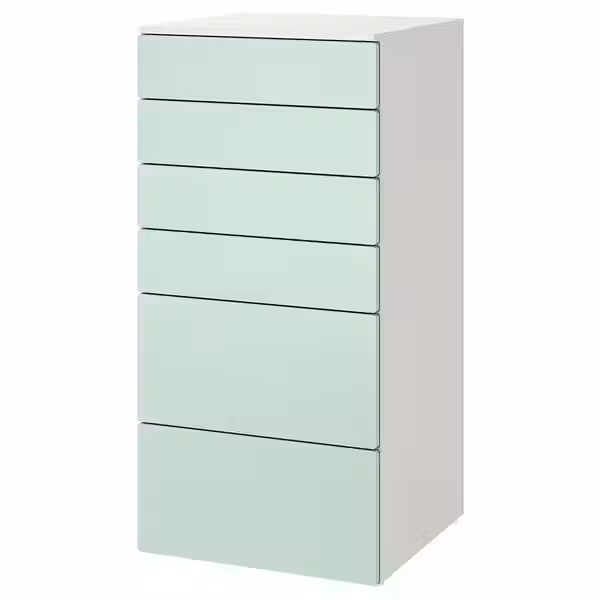 SMÅSTAD / PLATSA Комод с 6 ящиками - белый/светло-зеленый 60x57x123 см - фото 1
