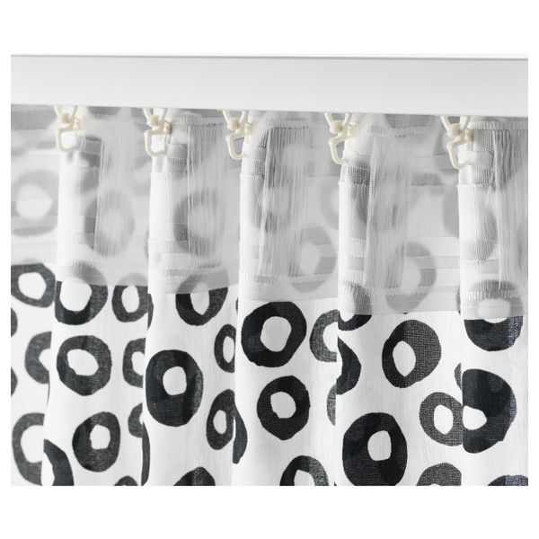 Гардины, 1 пара СОММАР 2018, белый, черный (145x300 см) - фото 3