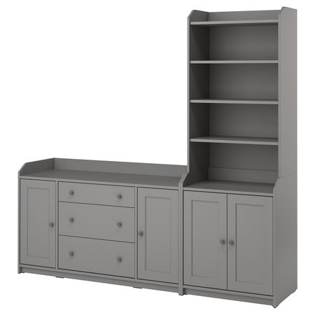 Комбинация для хранения, серый 210x46x199 см IKEA HAUGA ХАУГА 293.887.03