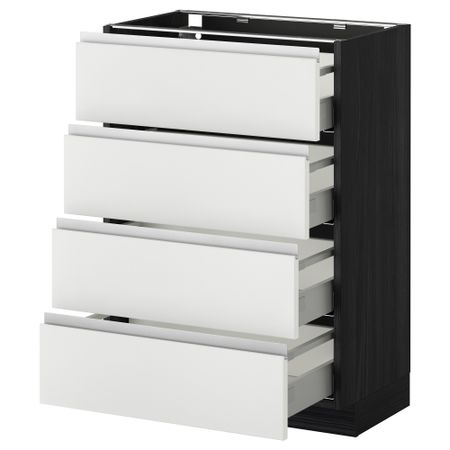 Напольный шкаф 4 фронтальных панели, 4 ящика МЕТОД / МАКСИМЕРА, черный, Нодста белый