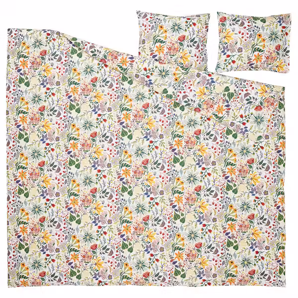STRANDLUMMER СТРАНДЛЮММЕР Пододеяльник и 2 наволочки - разноцветный/цветочный орнамент 200x200/50x60 см - фото 5
