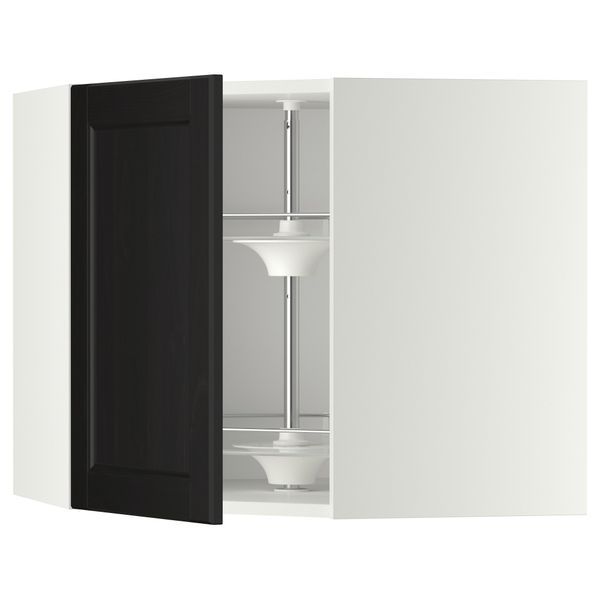 Угловой навесной шкаф с вращающейся секцией МЕТОД, белый, Лаксарби черно-коричневый - схема-чертеж с размерами