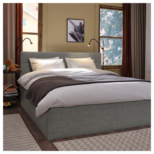 Кровать с подъемным механизмом, 160x200 см, серый IKEA SKARVLO 505.560.87 - схема-чертеж с размерами