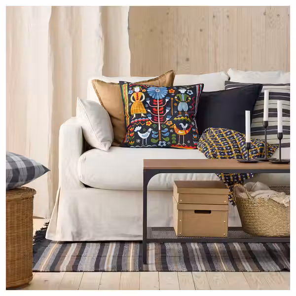 RÅVAROR Ковер, безворсовый - ручная работа чёрный/коричневый серый 170x240 см - фото 3