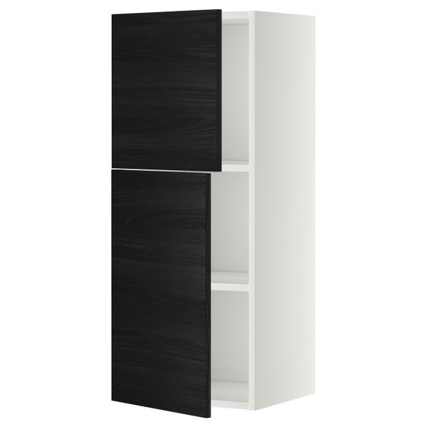 Навесной шкаф с полками/2дверцы, белый, Тингсрид черный 40x100 см IKEA МЕТОД 392.246.07 - схема-чертеж с размерами
