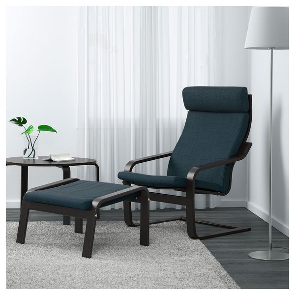 Табурет для ног ПОЭНГ, черно-коричневый, Хилларед темно-синий - схема-чертеж с размерами