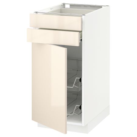 Напольный шкаф, дверца, 2 ящика, проволочных корзин МЕТОД / ФОРВАРА, белый, Рингульт кремовый