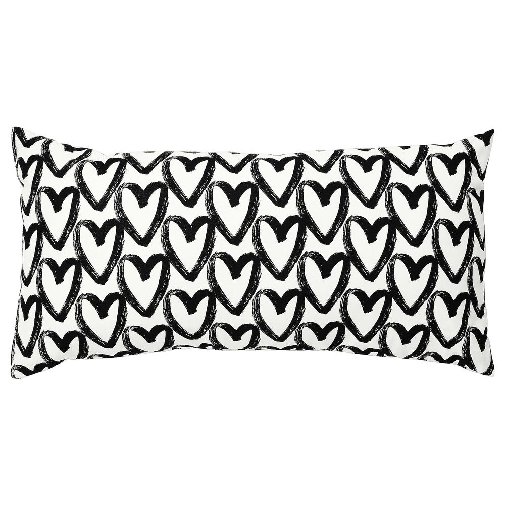 Подушка, белый, черный 30x58 см IKEA LYKTFIBBLA ЛИКТФИББЛА 604.728.03 - фото 1