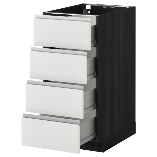 Напольный шкаф 4 фронтальных панели/4 ящика МЕТОД / ФОРВАРА, черный, Нодста белый - схема-чертеж с размерами