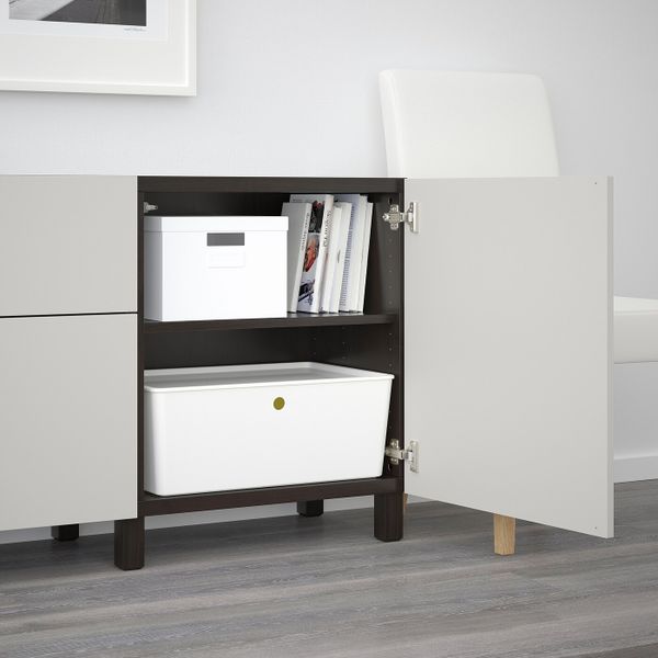 Комбинация для хранения с ящиками, черно-коричневый/Лаппвикен светло-серый 180x40x74 см IKEA БЕСТО 392.494.34 - фото 3