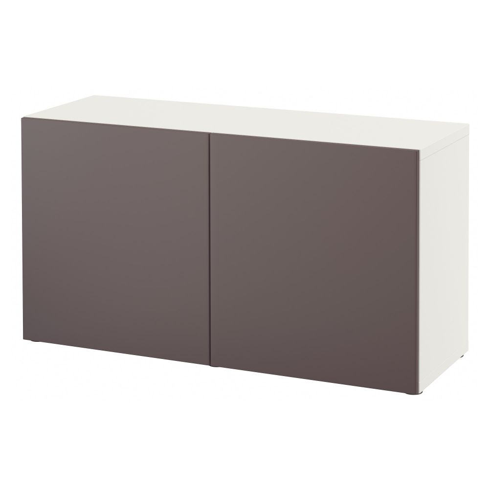 Стеллаж с дверьми БЕСТО, белый, Вальвикен темно-коричневый (120x40x64 см) - схема-чертеж с размерами