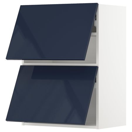 Навесной шкаф, 2 дверцы, горизонтал, белый/Ерста черно-синий 60x80 см IKEA МЕТОД 092.755.75