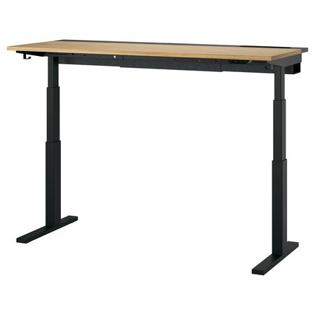 MITTZON Стол/трансф - электрический дубовый шпон/чёрный 160x60 см