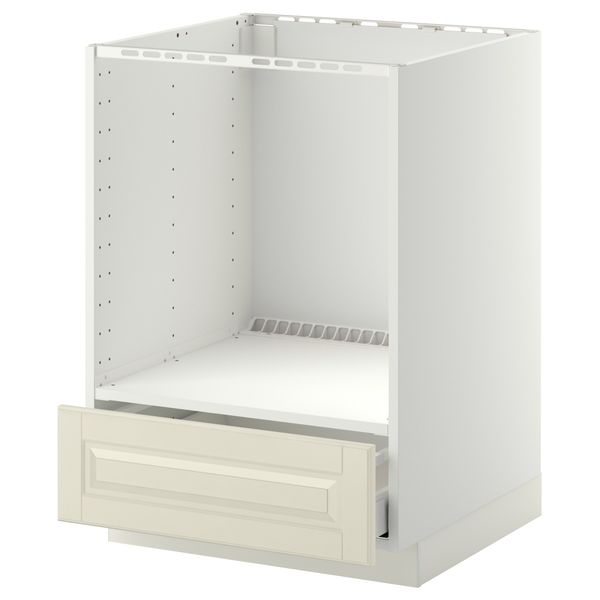 Напольный шкаф для духовки, с ящиком МЕТОД / МАКСИМЕРА, белый, Будбин белый с оттенком (60x60 см) - схема-чертеж с размерами