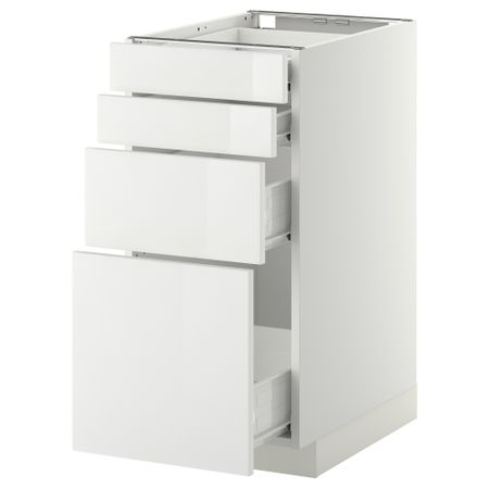 Напольный шкаф 4 фронтальных панели, 4 ящика МЕТОД / ФОРВАРА, белый, Рингульт белый