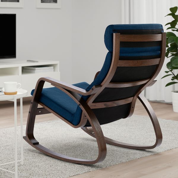 Кресло-качалка, коричневый/Шифтебу темно-синий IKEA POÄNG ПОЭНГ 393.987.92 - фото 3