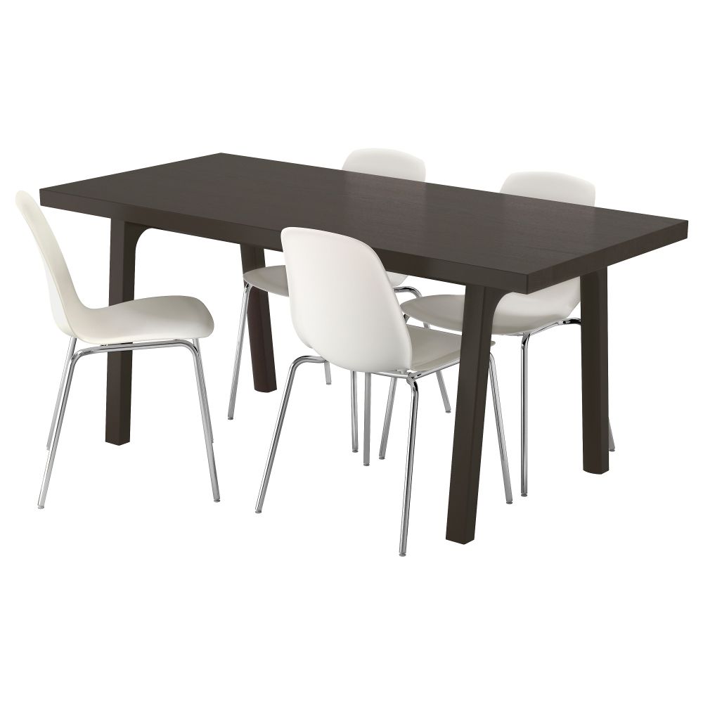 Стол и 4 стула ВЭСТАНБИ/ВЭСТАНО / ЛЕЙФ-АРНЕ, темно-коричневый, белый (170 см) - фото 1