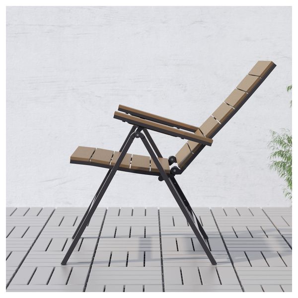 Садовое кресло, регулируемая спинка ФАЛЬСТЕР, складной черный черный, коричневый - фото 3
