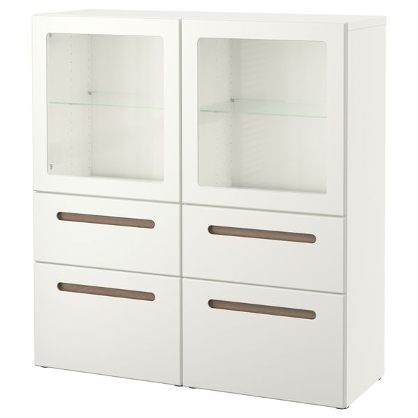 Комбинация для хранения со стеклянными дверцами БЕСТО, Марвикен белый прозрачное стекло (120x40x128 см) - фото 1