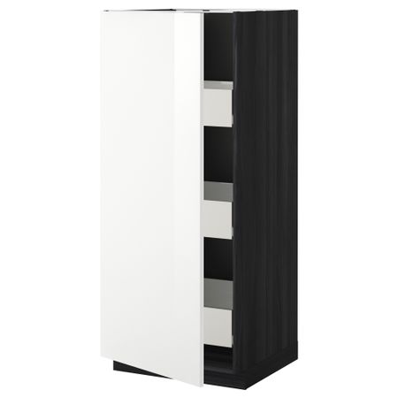 Высокий шкаф с ящиками МЕТОД / ФОРВАРА, черный, Рингульт белый (60x60x140 см)