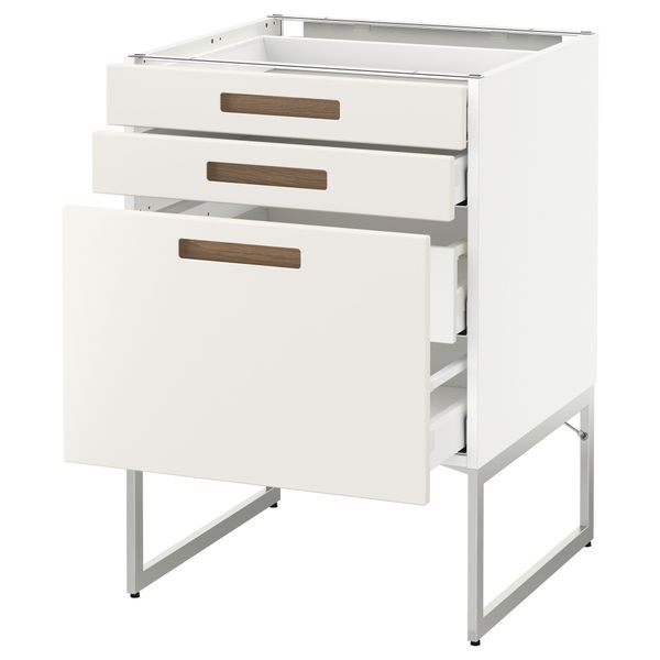 Напольный шкаф 3 фронтальных панели, 2 нижних, 2 средних ящика МЕТОД / МАКСИМЕРА, белый, Мэрста белый - схема-чертеж с размерами
