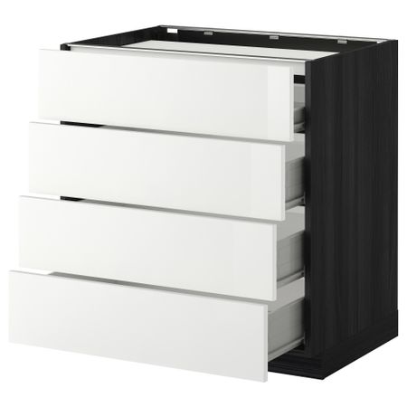 Напольный шкаф, 4 фронтальных панели, 4 ящика МЕТОД / ФОРВАРА, черный, Рингульт белый