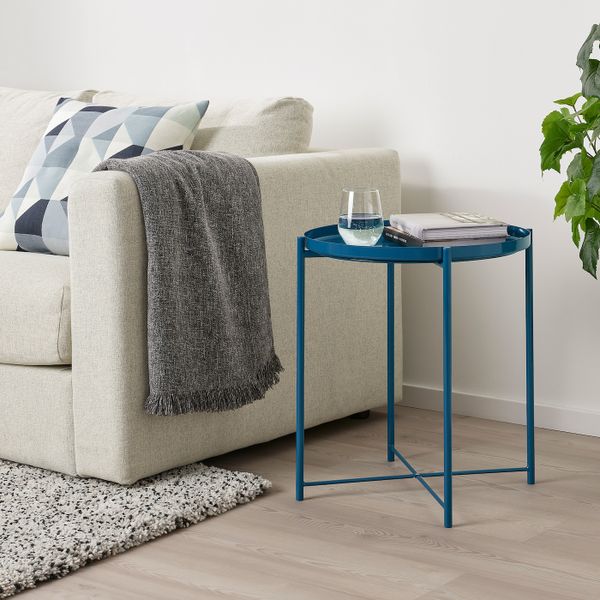 Стол сервировочный, глянцевый темно-синий 45x53 см IKEA GLADOM ГЛАДОМ 805.072.55 - фото 3