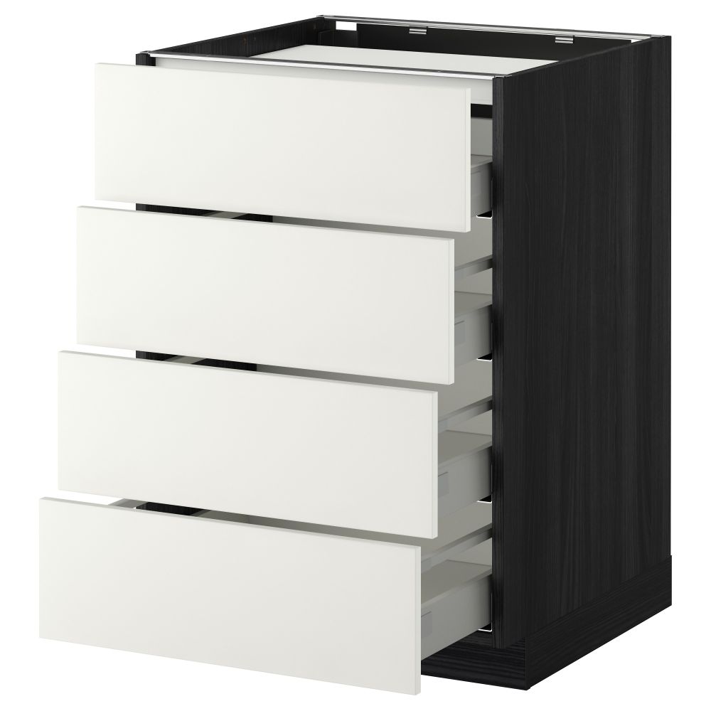 Напольный шкаф, 4 фронтальных панели, 4 ящика МЕТОД / МАКСИМЕРА, черный, Хэггеби белый - фото 1