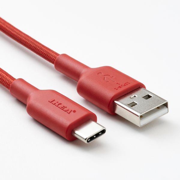 Кабель USB-A–USB-C, красный, 1.5 м IKEA LILLÅNGEN ЛИЛЛОНГЕНHULT ЛИЛЛЬХУЛЬТ 805.284.94 - фото 3