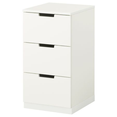 Комод с 3 ящиками НОРДЛИ, белый (40x75 см)