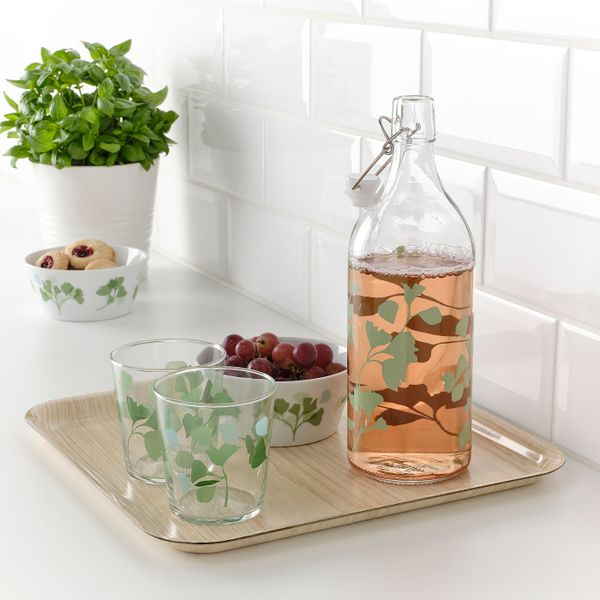 Бутылка с пробкой, стекло/с печатным рисунком 1 л IKEA KORKEN КОРКЕН 004.812.40 - фото 3