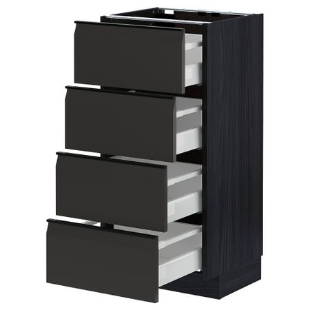 Напольный шкаф 4 фасада,4 ящика, черный, Upplöv матовый антрацит, 40x37 см IKEA METOD МЕТОД, MAXIMERA МАКСИМЕРА 794.953.76