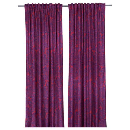 Гардины, 2 шт., красный 145x300 см IKEA STJÄRNTULPAN СТЭРНТЮЛЬПАН 204.696.52