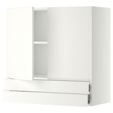 Навесной шкаф, 2 дверцы, 2 ящика МЕТОД / ФОРВАРА, белый, Хэггеби белый
